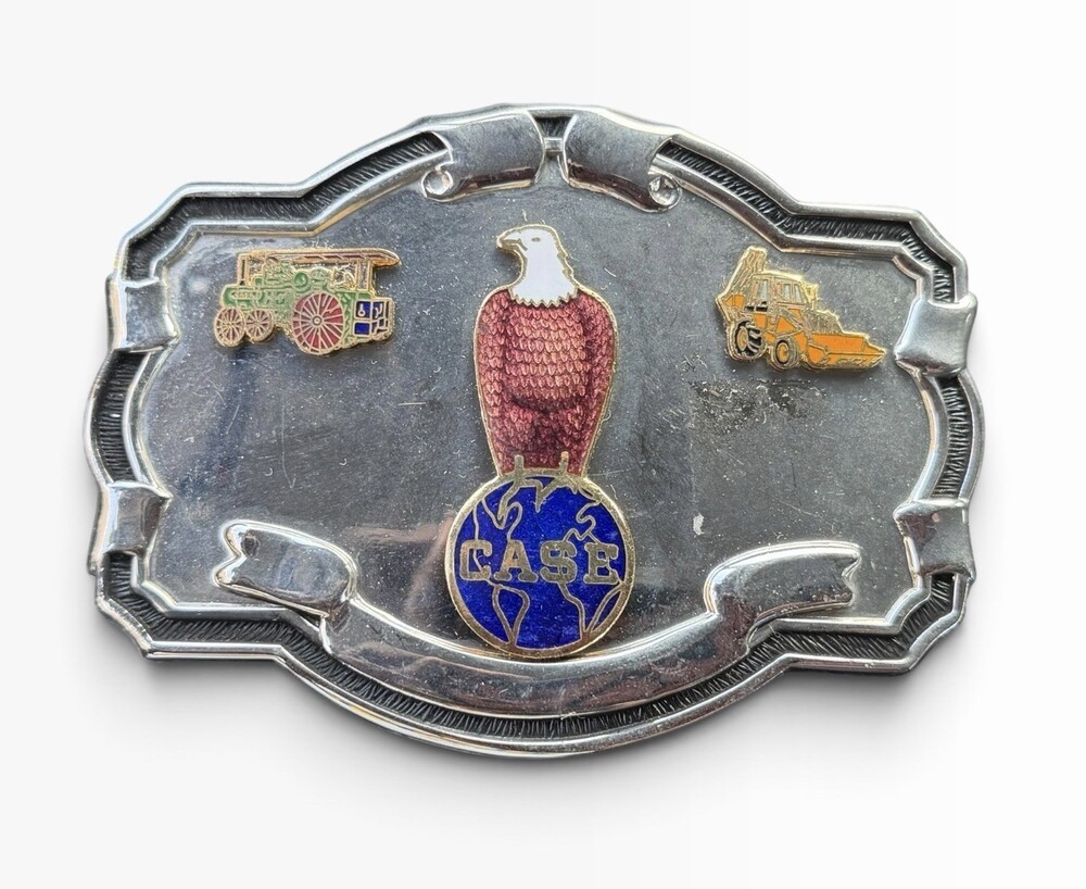 Vtg Case Old Abe Bald Eagle & Globe Trademark Logo Men’s Metal Belt Buckle